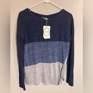 SOLD--Colorblock Long Sleeve Top NWT – Blue & Gray (S)